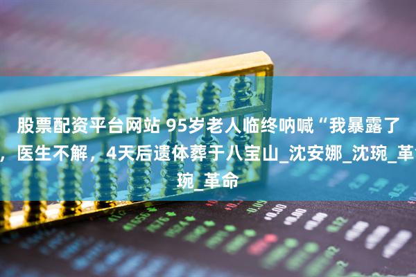 股票配资平台网站 95岁老人临终呐喊“我暴露了”，医生不解，4天后遗体葬于八宝山_沈安娜_沈琬_革命