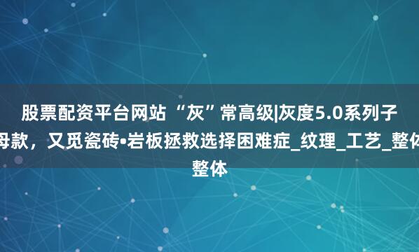 股票配资平台网站 “灰”常高级|灰度5.0系列子母款，又觅瓷砖•岩板拯救选择困难症_纹理_工艺_整体